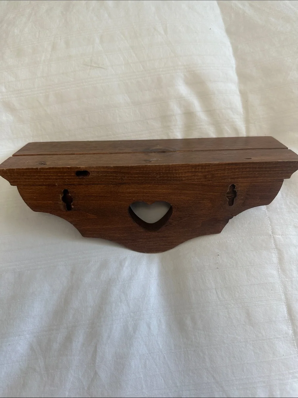Cottage-core Style Heart Cutout Wooden Wall Shelf - Brown